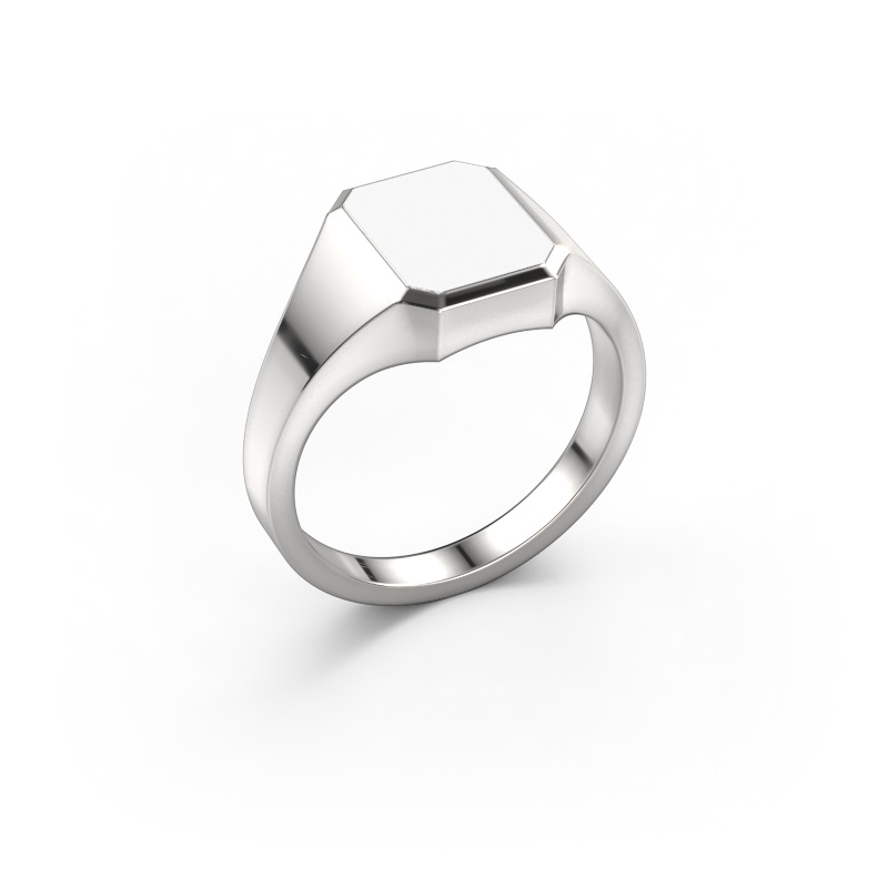 Afbeelding van Pinkring Lars 1 585 witgoud Witte emaille 10x8 mm