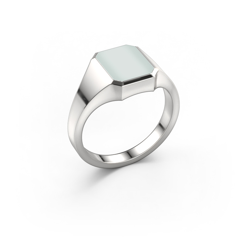 Afbeelding van Pinkring Lars 1 585 witgoud Groene lagensteen 10x8 mm