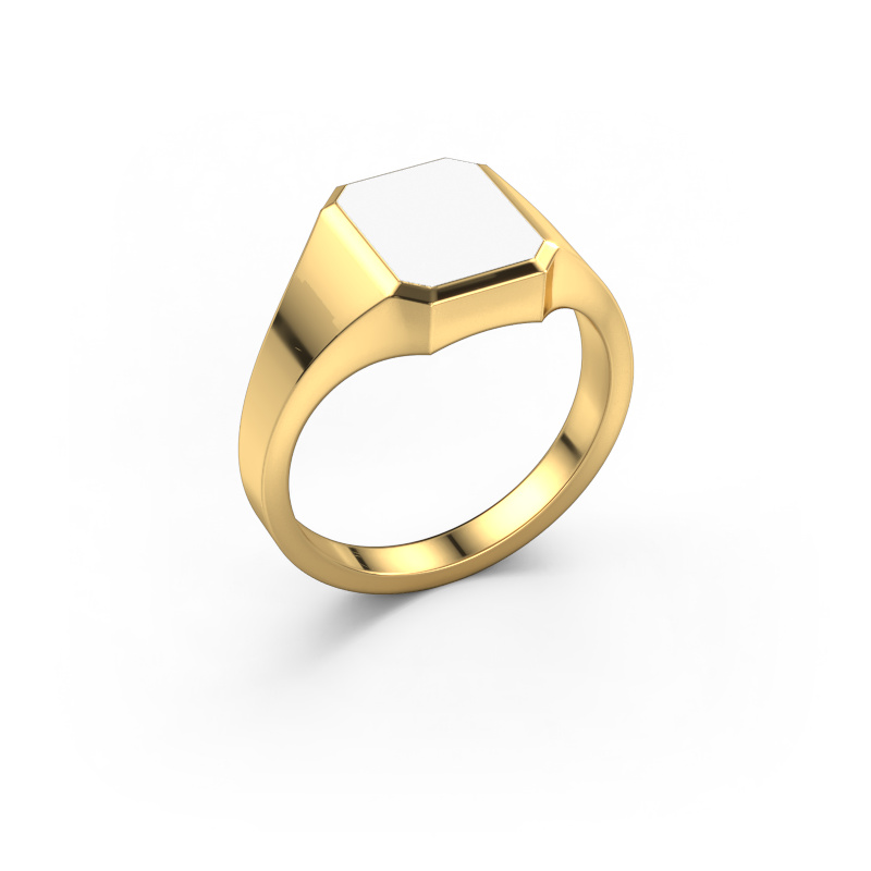 Afbeelding van Pinkring Lars 1 585 goud Witte emaille 10x8 mm
