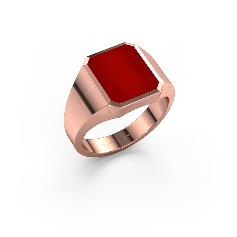 Afbeelding van Zegelring Lars 2 585 rosé goud Carneool 12x10 mm