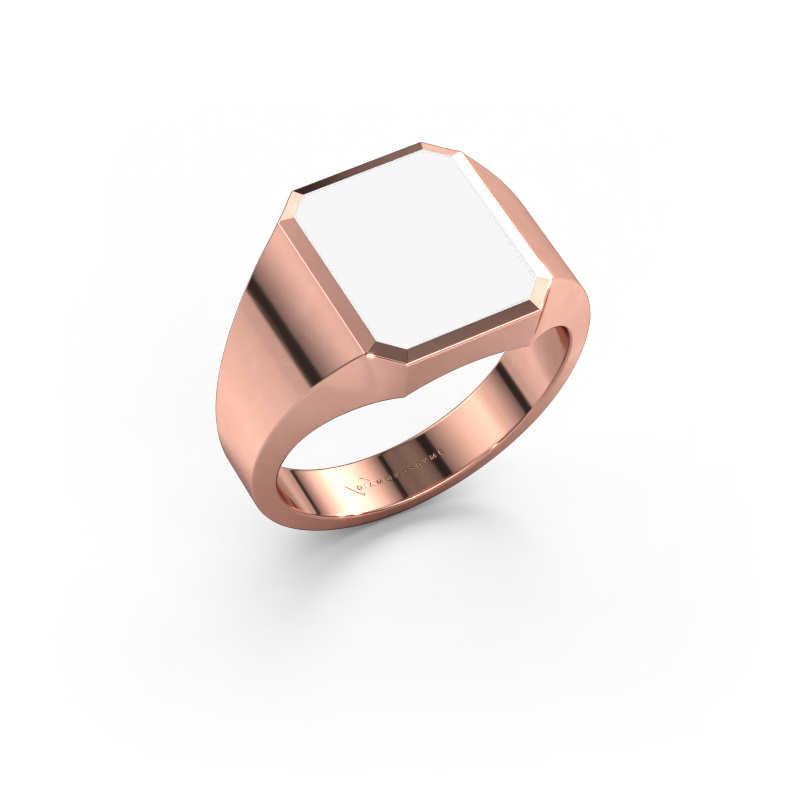 Image of Signet ring Lars 2 585 rose gold White enamel 12x10 mm