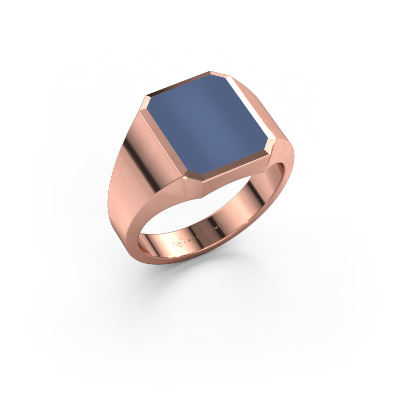 Afbeelding van Zegelring Lars 2 585 rosé goud Blauw lagensteen 12x10 mm