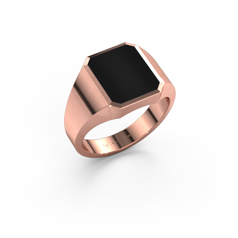 Image of Signet ring Lars 2 585 rose gold Onyx 12x10 mm