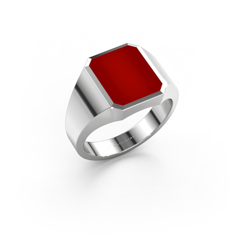 Image of Signet ring Lars 2 585 white gold Carnelian 12x10 mm