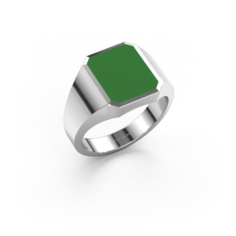 Image de Chevalière Lars 2 950 platine émail vert 12x10 mm