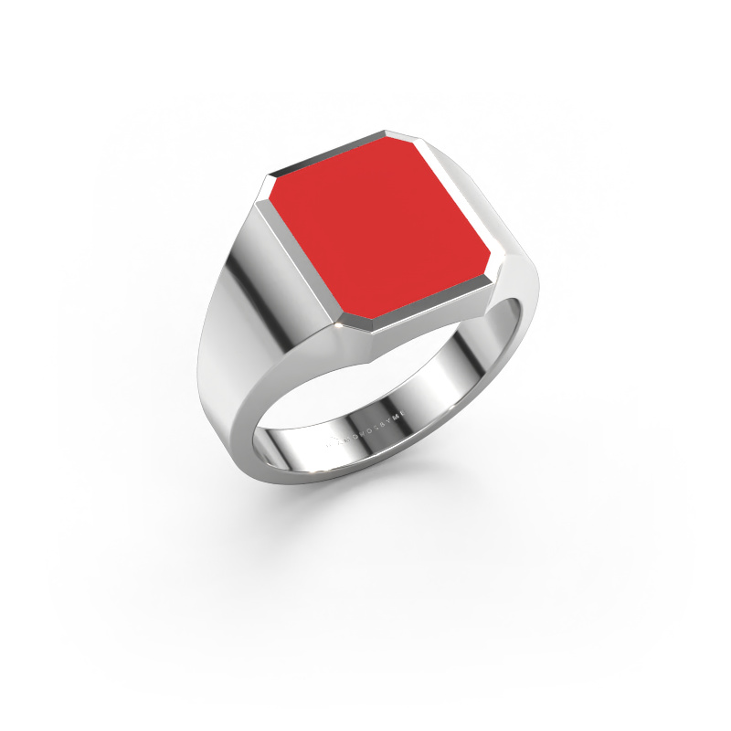 Image of Signet ring Lars 2 950 platinum Red enamel 12x10 mm