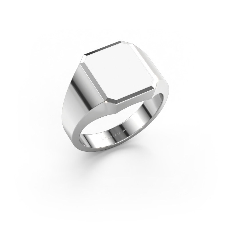 Image of Signet ring Lars 2 585 white gold White enamel 12x10 mm