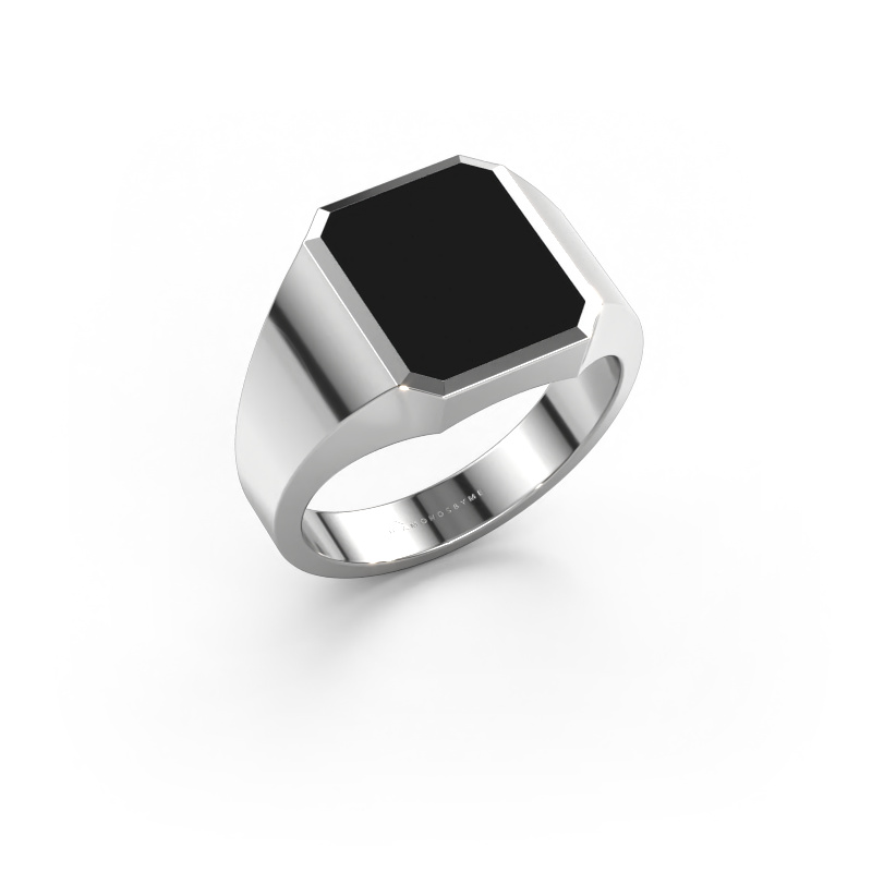 Image of Signet ring Lars 2 950 platinum Black enamel 12x10 mm