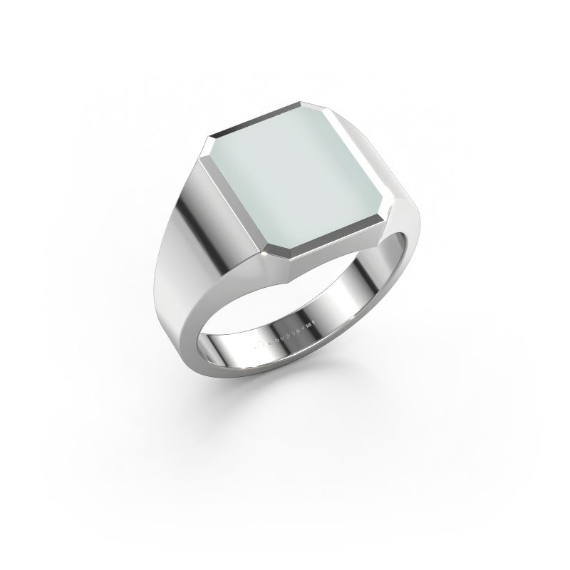 Image of Signet ring Lars 2 950 platinum Green sardonyx 12x10 mm