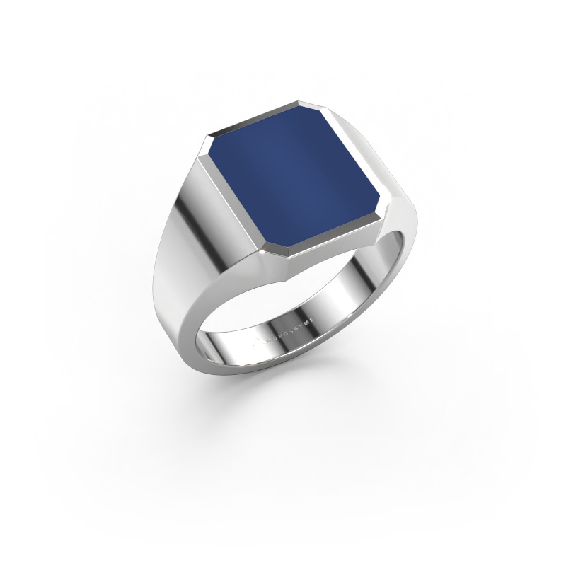 Image of Signet ring Lars 2 585 white gold Lapis 12x10 mm