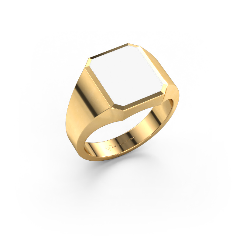 Image of Signet ring Lars 2 585 gold White enamel 12x10 mm