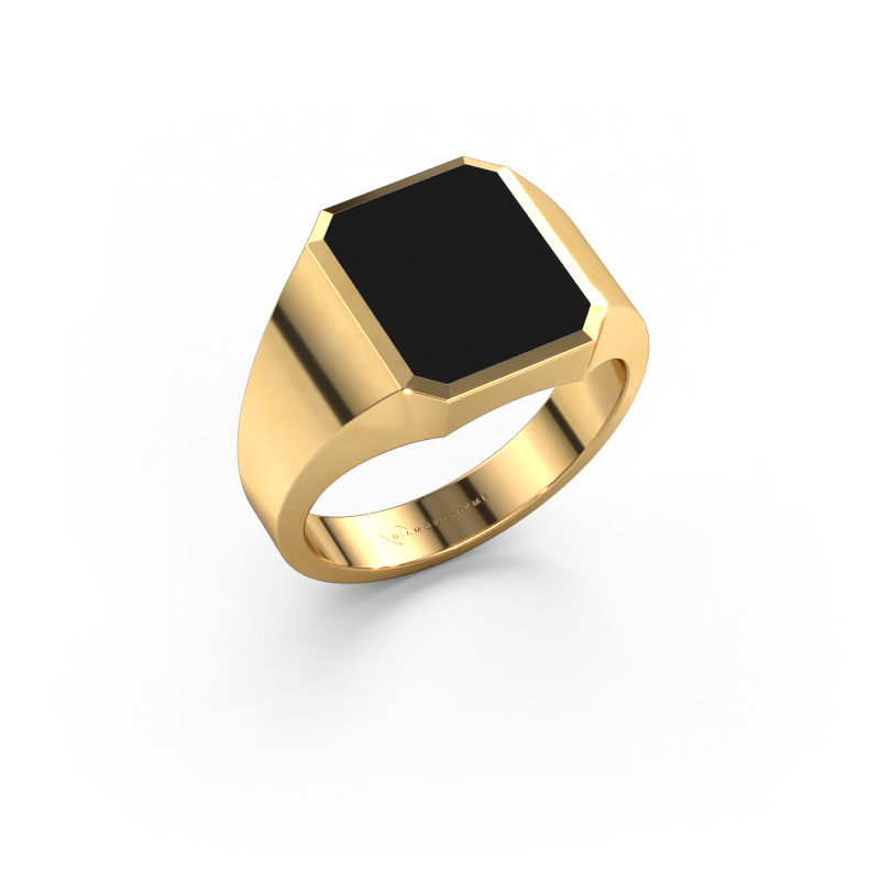 Image of Signet ring Lars 2 585 gold Black enamel 12x10 mm