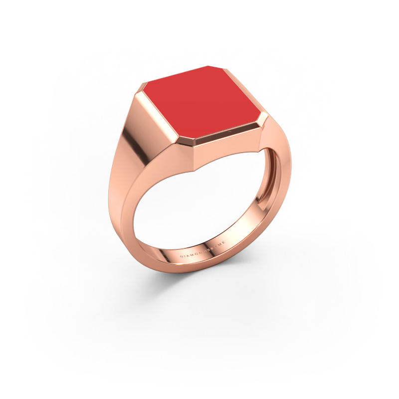 Bild av Signetring Lars 2 light 585 roséguld Röd emalj 12x10 mm