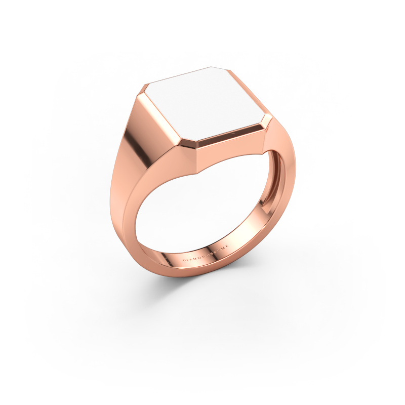 Bild av Signetring Lars 2 light 585 roséguld Vit emalj 12x10 mm