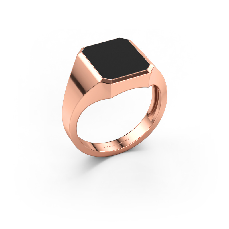 Bild av Signetring Lars 2 light 585 roséguld Svart emalj 12x10 mm