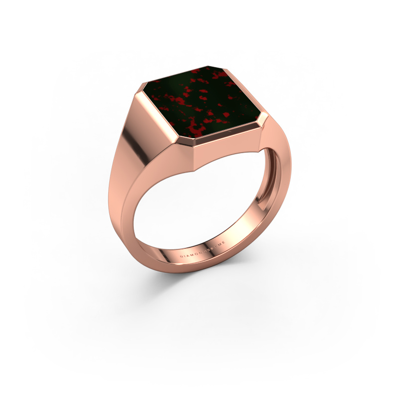 Image of Signet ring Lars 2 light 585 rose gold Bloodstone 12x10 mm