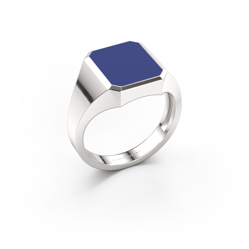 Bild av Signetring Lars 2 light 950 platina Blå emalj 12x10 mm