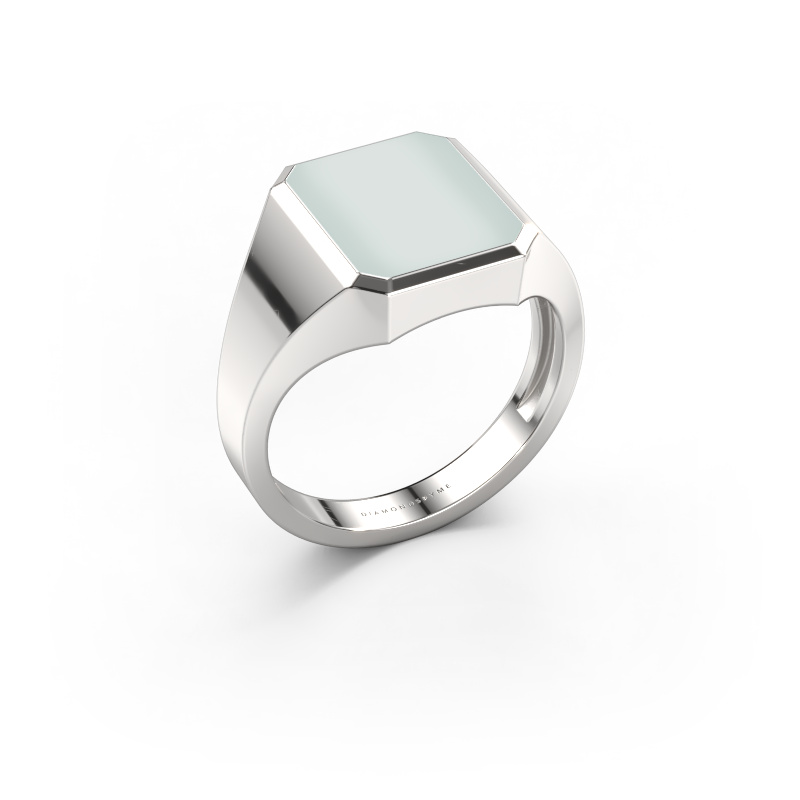 Image of Signet ring Lars 2 light 950 platinum Green sardonyx 12x10 mm