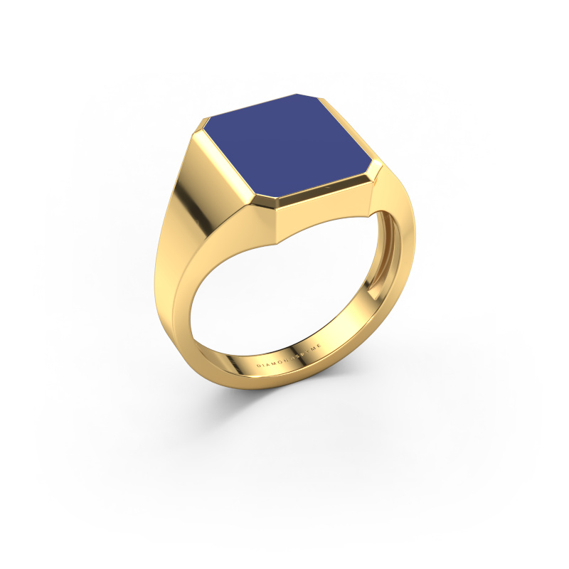 Image de Chevalière Lars 2 light 585 or jaune émail bleu 12x10 mm