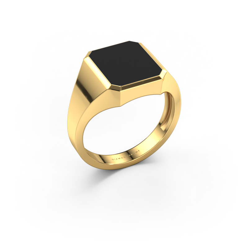 Image de Chevalière Lars 2 light 585 or jaune émail noir 12x10 mm