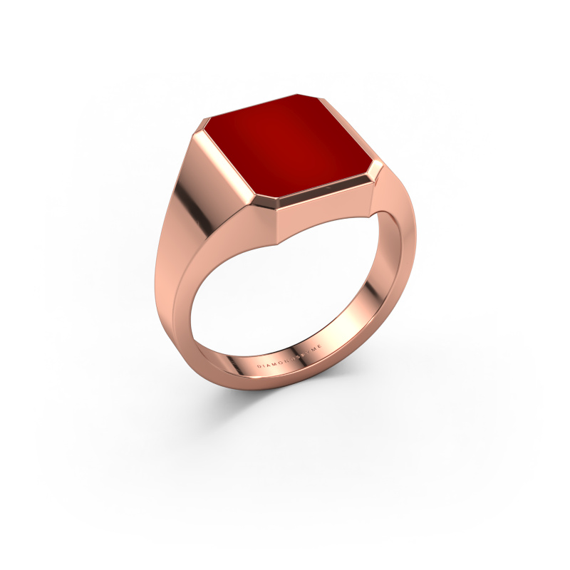 Afbeelding van Zegelring Lars 2 585 rosé goud Carneool 12x10 mm