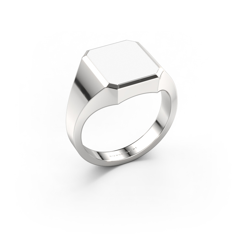 Afbeelding van Zegelring Lars 2 950 platina Witte emaille 12x10 mm