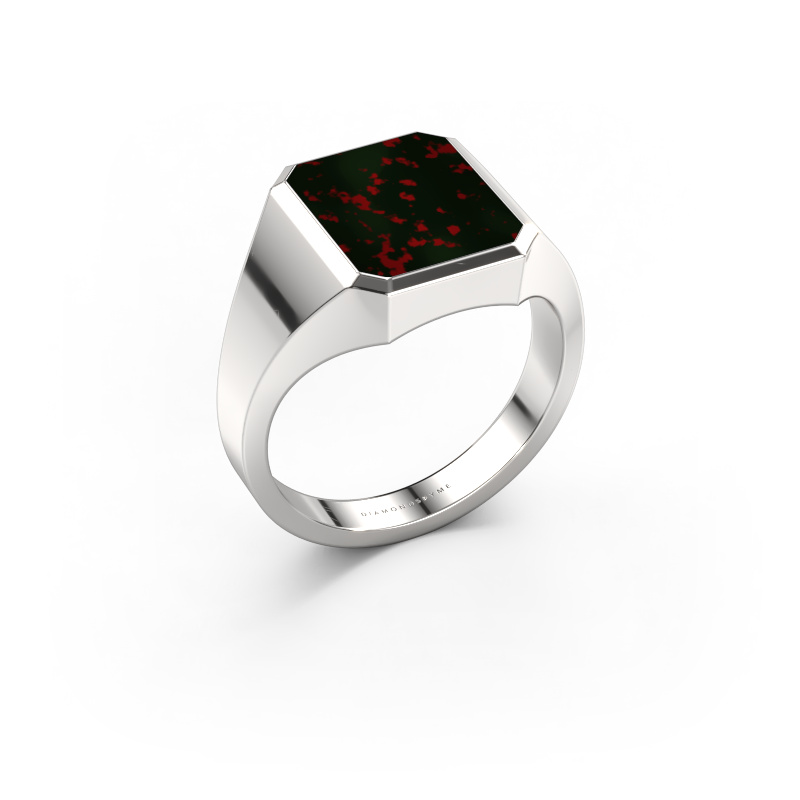 Image of Signet ring Lars 2 585 white gold Bloodstone 12x10 mm
