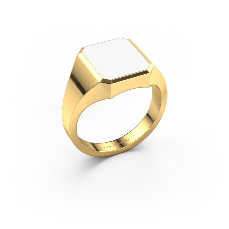 Afbeelding van Zegelring Lars 2 585 goud Witte emaille 12x10 mm