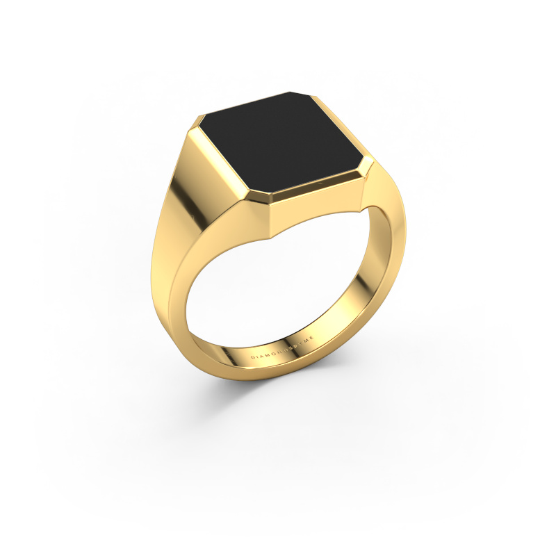 Afbeelding van Zegelring Lars 2 585 goud Zwarte emaille 12x10 mm