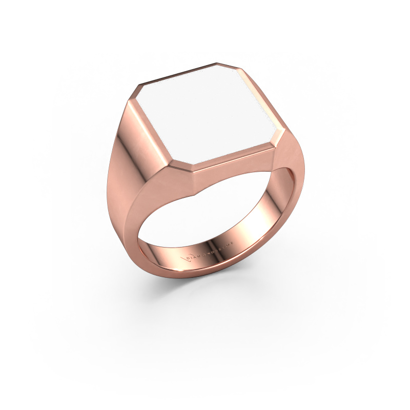 Image de Chevalière Lars 3 585 or rose émail blanc 14x12 mm