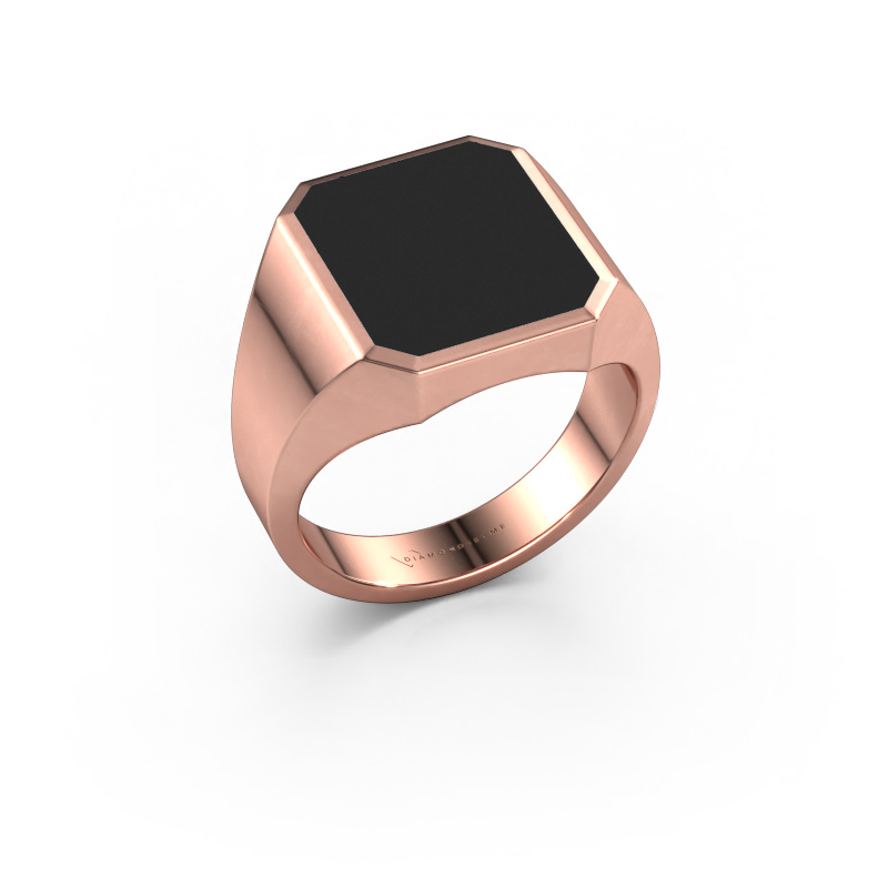 Bild von Siegelring Lars 3 585 Roségold Schwarze Emaille 14x12 mm