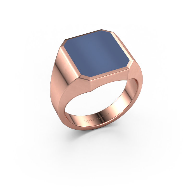 Afbeelding van Zegelring Lars 3 585 rosé goud Blauw lagensteen 14x12 mm