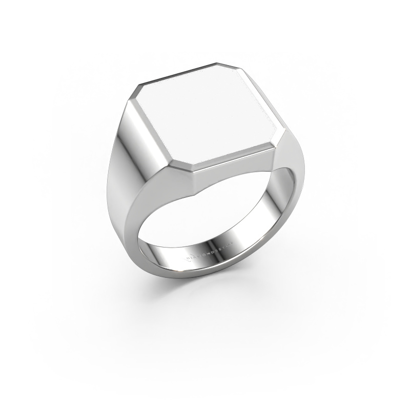 Bild von Siegelring Lars 3 585 Weißgold Weiße Emaille 14x12 mm