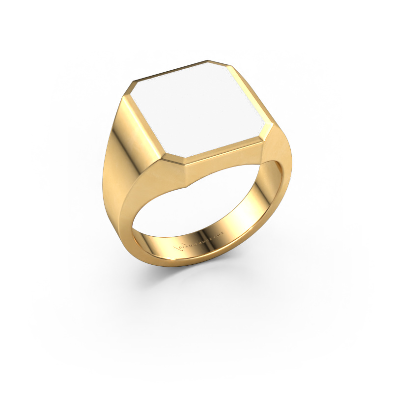 Image of Signet ring Lars 3 585 gold White enamel 14x12 mm