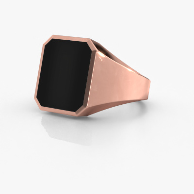 Heavy rose gold 14x12 mm onyx signet ring Lars 3| DiamondsByMe