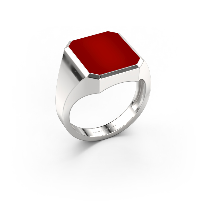 Image of Signet ring Lars 3 light 585 white gold Carnelian 14x12 mm