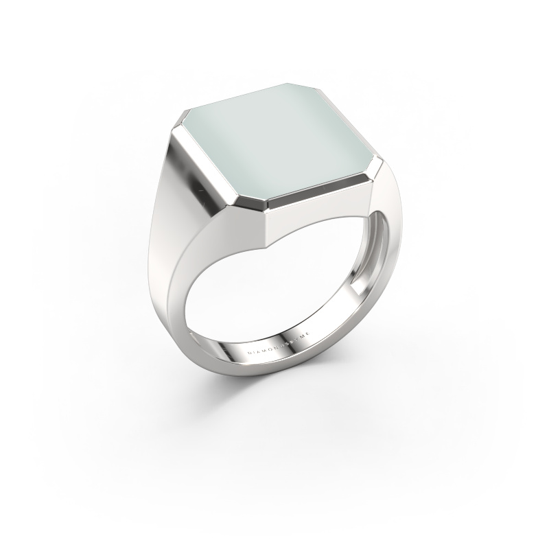 Image of Signet ring Lars 3 light 950 platinum Green sardonyx 14x12 mm
