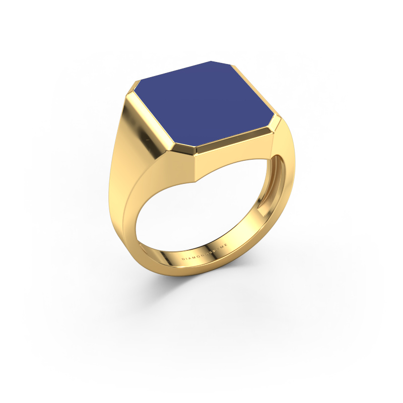 Image of Signet ring Lars 3 light 585 gold Blue enamel 14x12 mm
