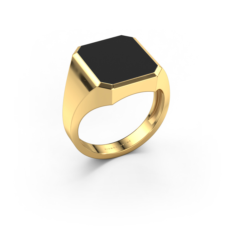 Image de Chevalière Lars 3 light 585 or jaune émail noir 14x12 mm