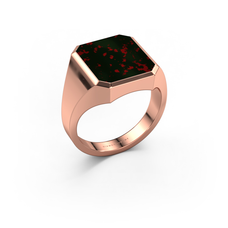 Image of Signet ring Lars 3 585 rose gold Bloodstone 14x12 mm
