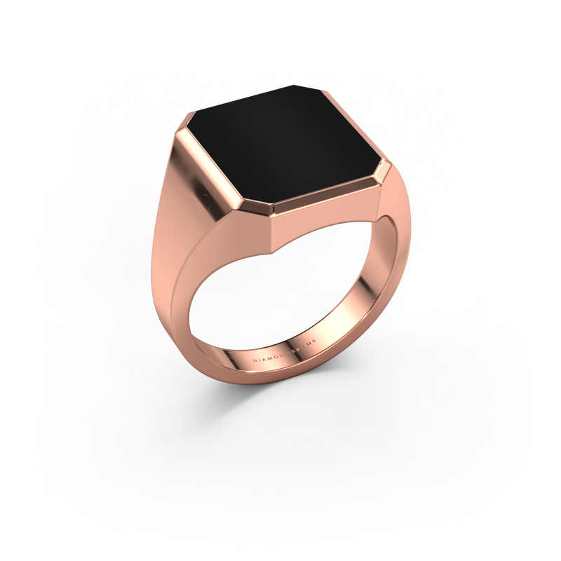 Image of Signet ring Lars 3 585 rose gold Onyx 14x12 mm