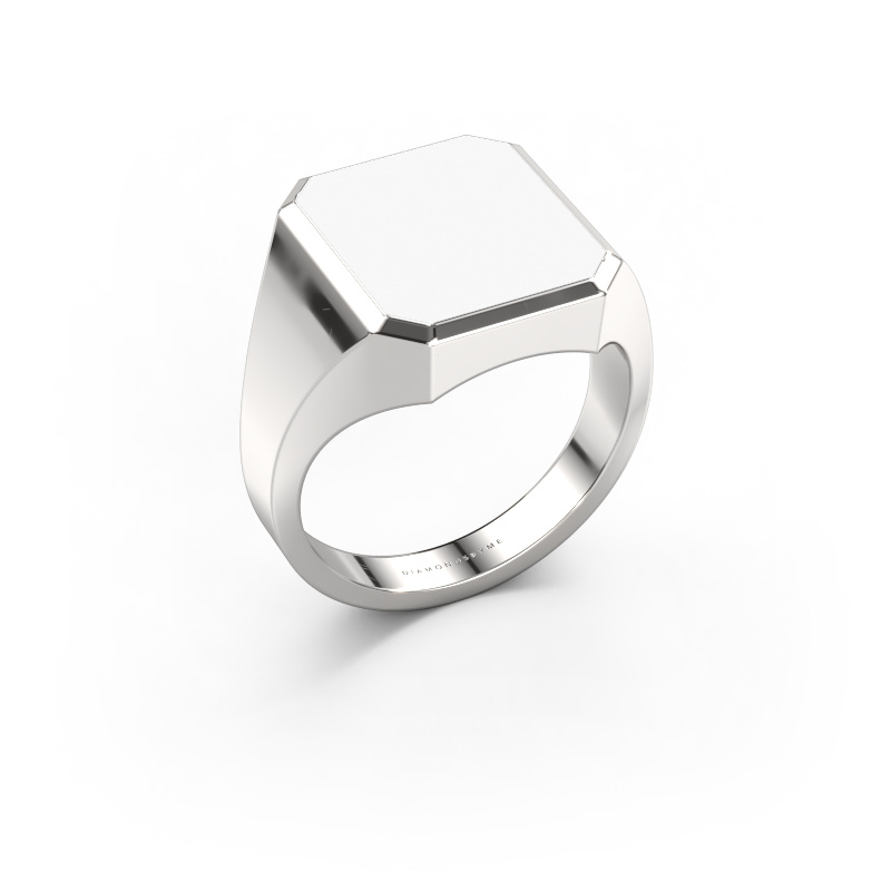 Afbeelding van Zegelring Lars 3 585 witgoud Witte emaille 14x12 mm