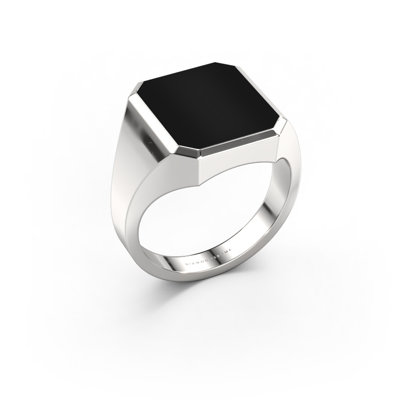 Image of Signet ring Lars 3 585 white gold Onyx 14x12 mm