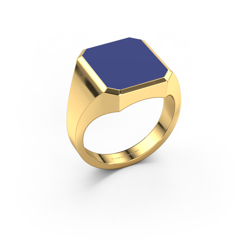 Afbeelding van Zegelring Lars 3 585 goud Blauwe emaille 14x12 mm