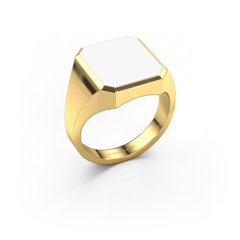 Afbeelding van Zegelring Lars 3 585 goud Witte emaille 14x12 mm