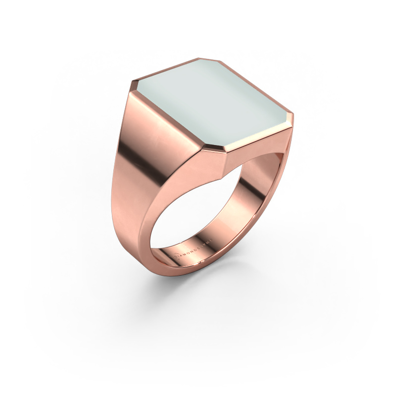 Afbeelding van Zegelring Lars 4 585 rosé goud Groene lagensteen 15x12 mm