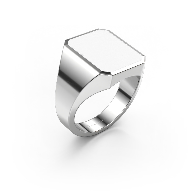 Image of Signet ring Lars 4 950 platinum White enamel 15x12 mm