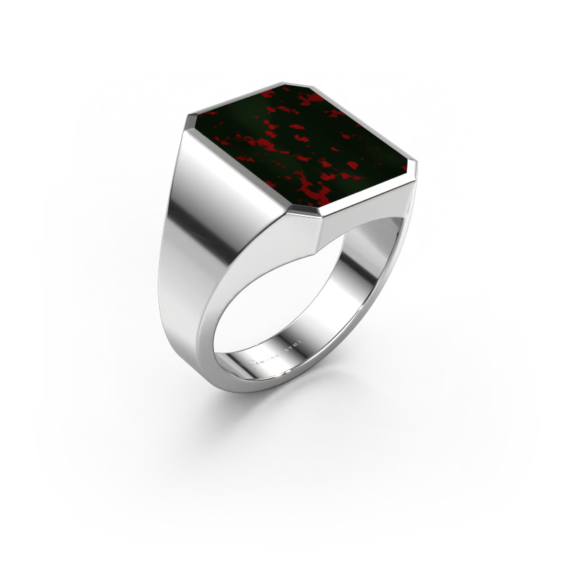 Image of Signet ring Lars 4 585 white gold Bloodstone 15x12 mm