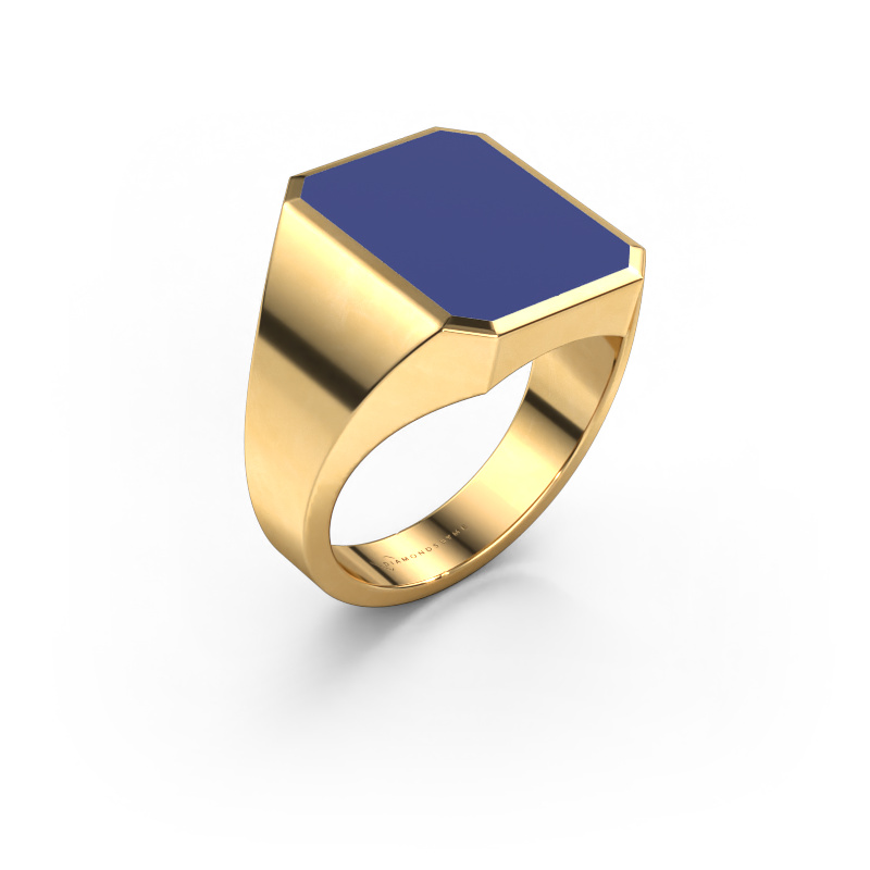 Image de Chevalière Lars 4 585 or jaune émail bleu 15x12 mm