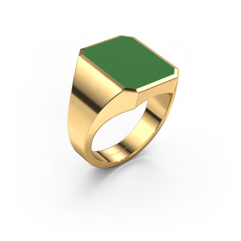Image de Chevalière Lars 4 585 or jaune émail vert 15x12 mm